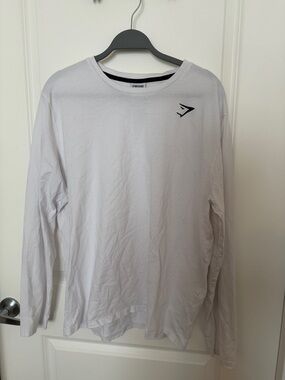 Gymshark Men’s Long Sleeve Tee - White with Black Logo